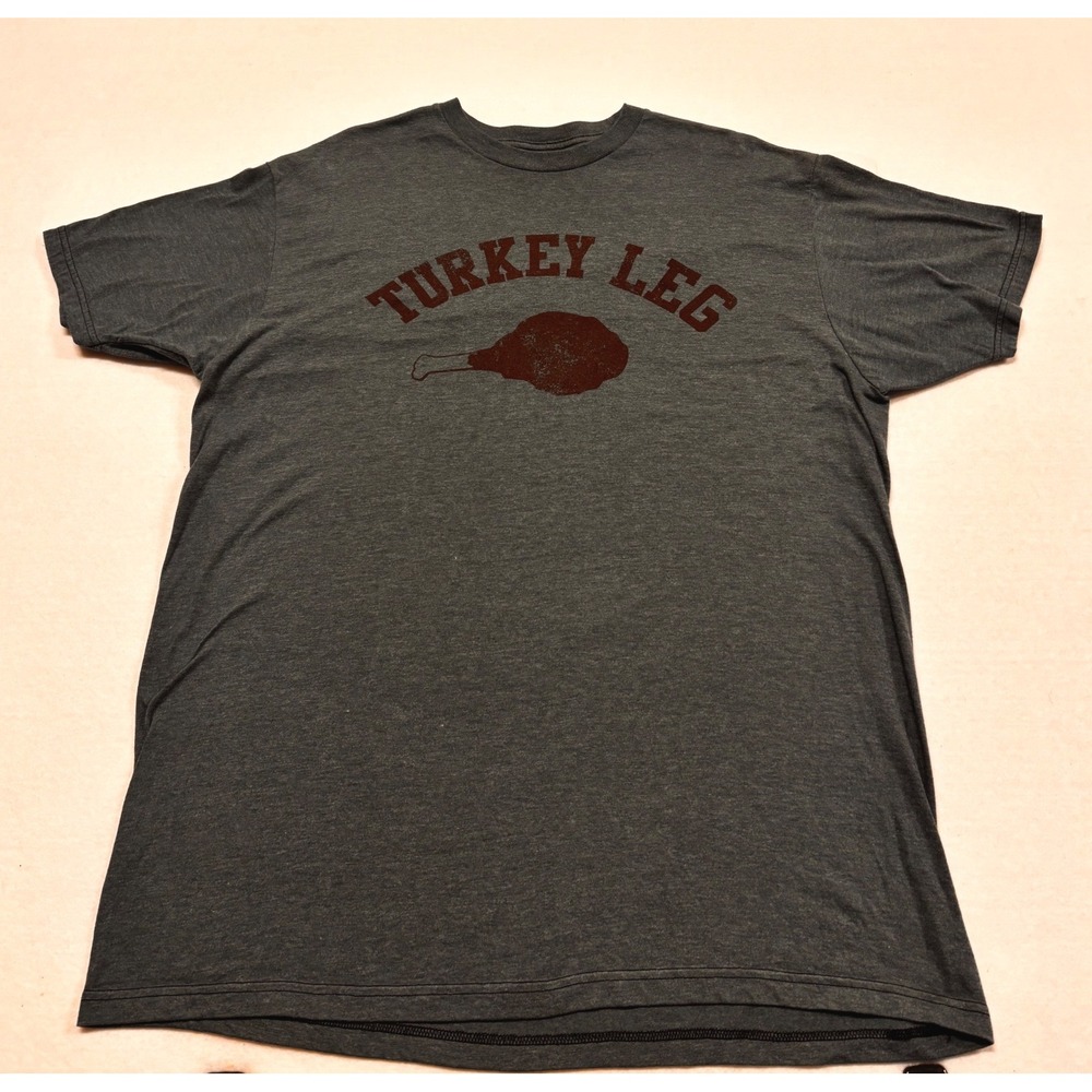 Disney Parks Turkey Leg Graphic T-Shirt Mens XL Heather Gray Short Sleeve Tee